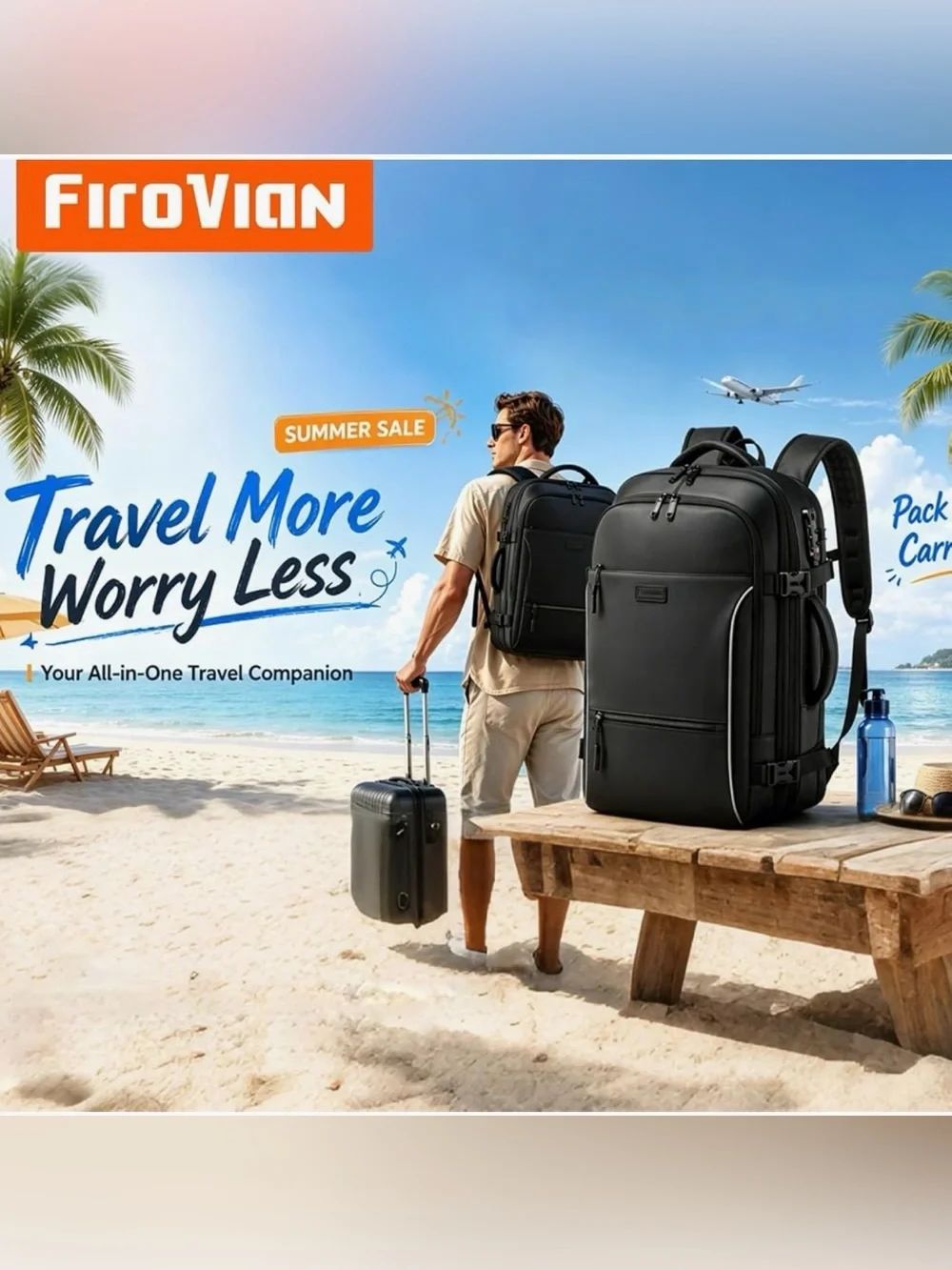 Vacuum Backpack Travel, 70L Expandable Carry On Backpack With Compression System